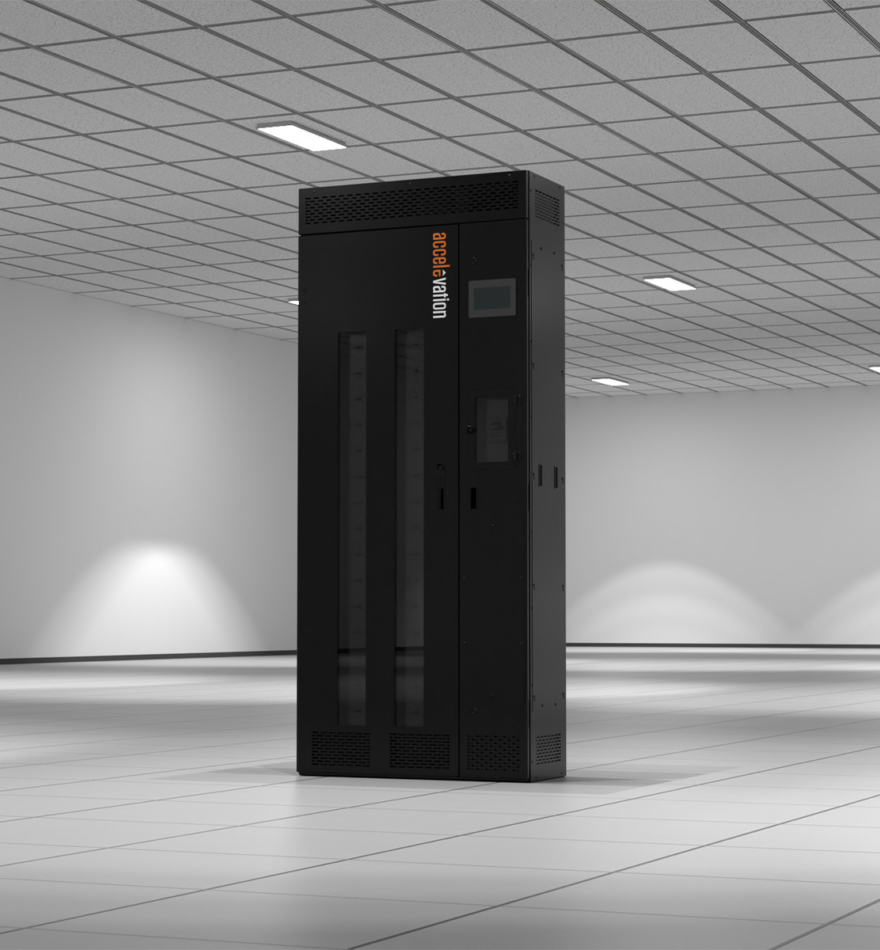 A 1200A remote power panel with a patent-pending universal breaker chassis. Designed, manufactured and installed by Accelevation for high-density AI data center environments.